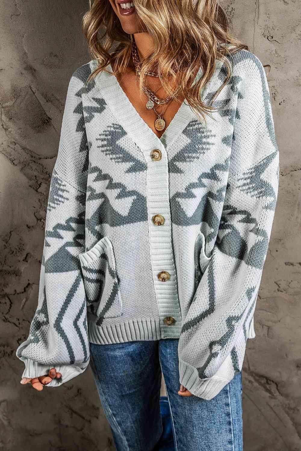 Amazing Warmth Button Up Lantern Sleeve Cardigan-MXSTUDIO.COM