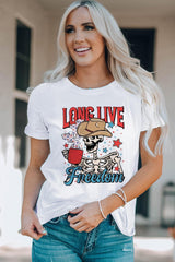 American Cowboy Skeleton Long Live Freedom T Shirt - MXSTUDIO.COM