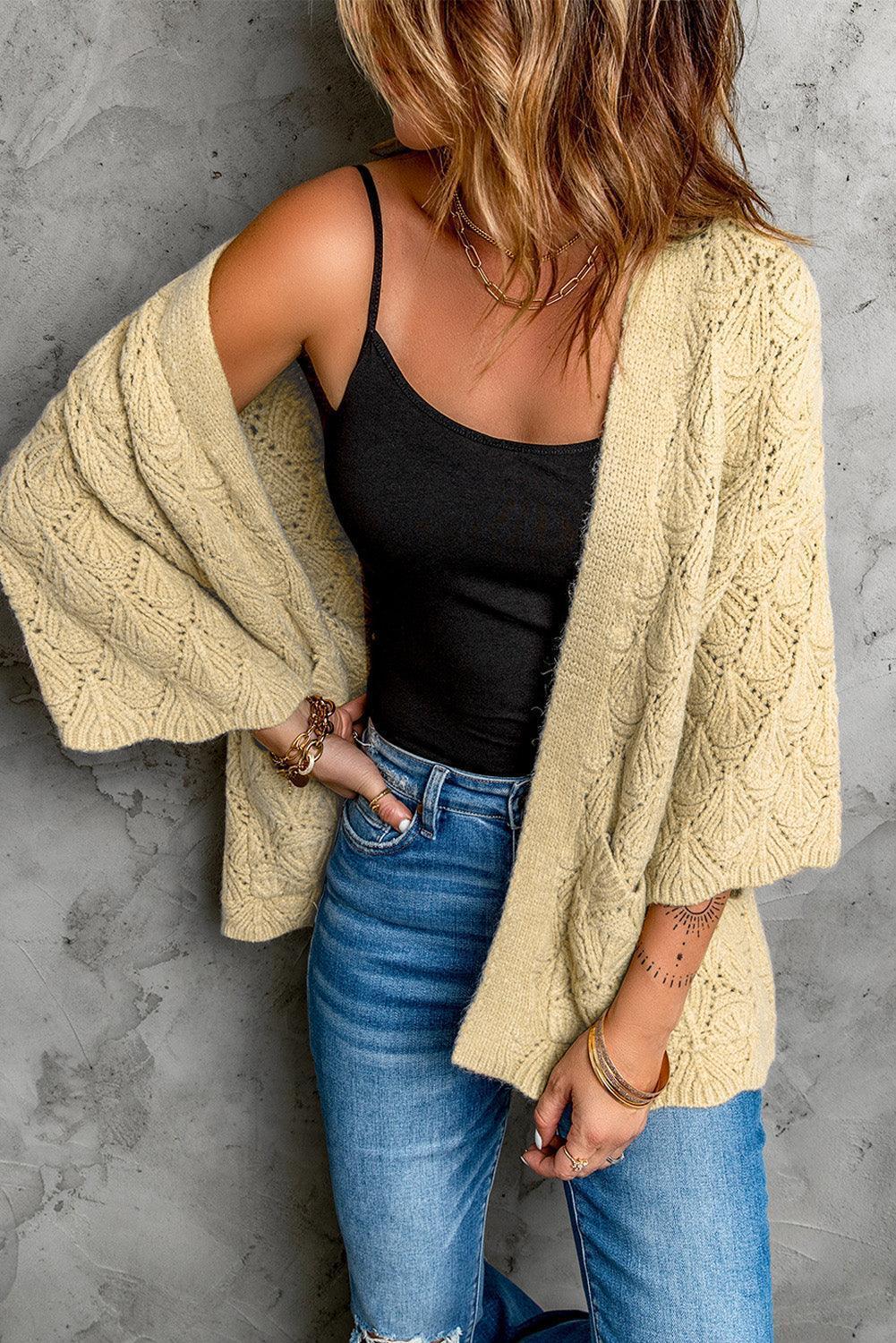 Amiable Three-Quarter Sleeves Cardigan - MXSTUDIO.COM