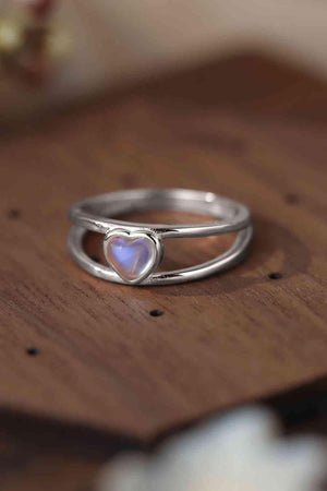 Amorous 925 Sterling Silver Moonstone Heart Ring-MXSTUDIO.COM