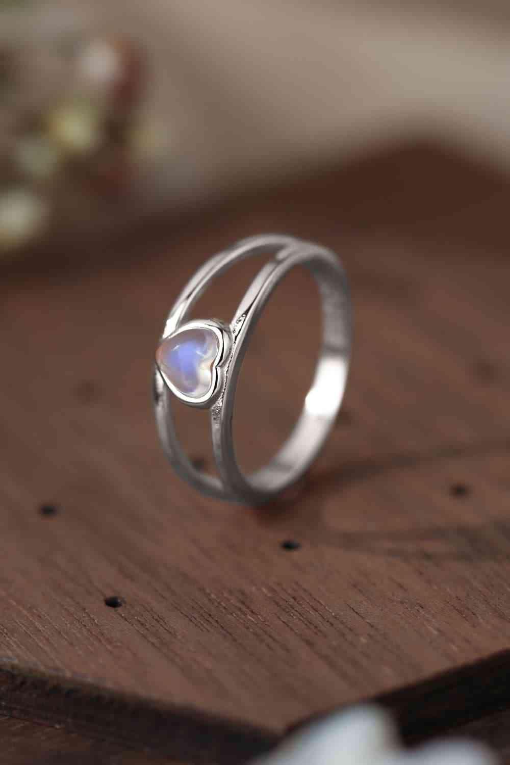 Amorous 925 Sterling Silver Moonstone Heart Ring-MXSTUDIO.COM