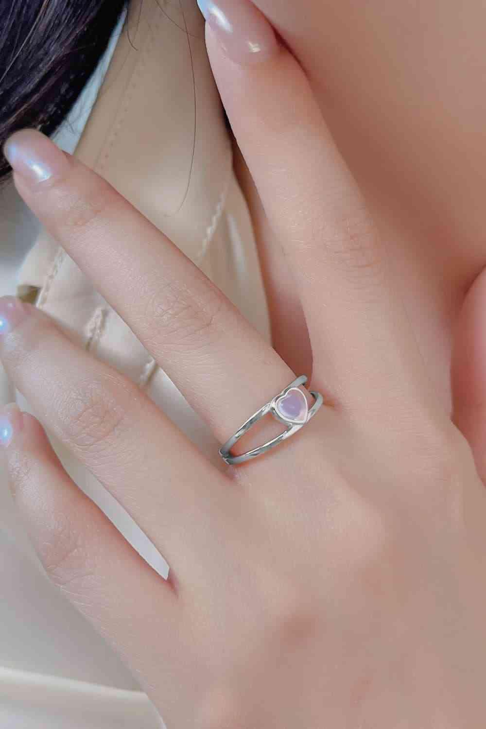 Amorous 925 Sterling Silver Moonstone Heart Ring-MXSTUDIO.COM