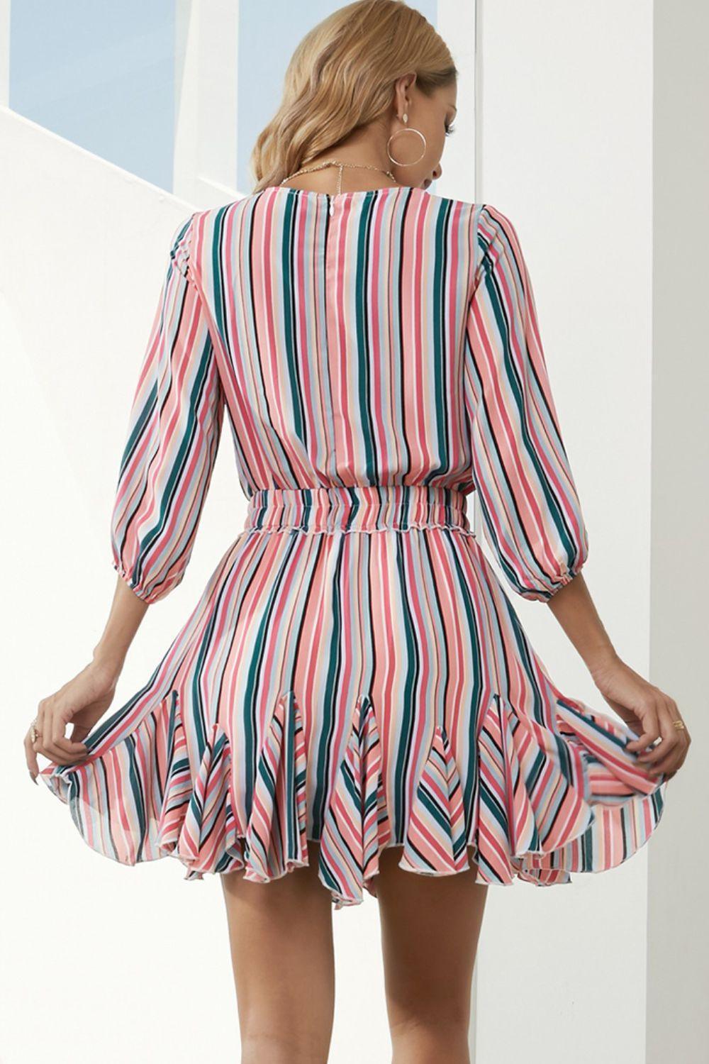 Amusing Striped Mini Dress - MXSTUDIO.COM