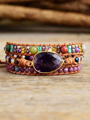 Amusing Triple-Layer Amethyst Bracelet-MXSTUDIO.COM