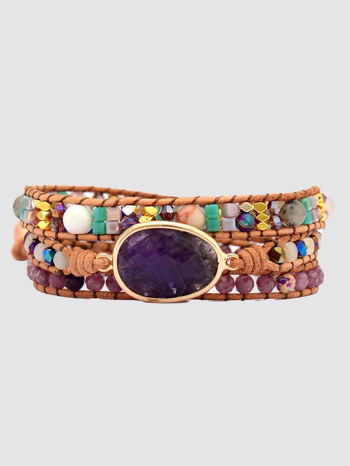 Amusing Triple-Layer Amethyst Bracelet-MXSTUDIO.COM