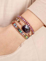 Amusing Triple-Layer Amethyst Bracelet-MXSTUDIO.COM