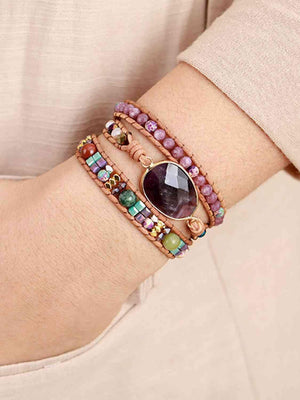 Amusing Triple-Layer Amethyst Bracelet-MXSTUDIO.COM