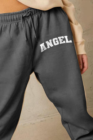 Angel Graphic Elastic Waist Tapered Leg Sweatpants - MXSTUDIO.COM