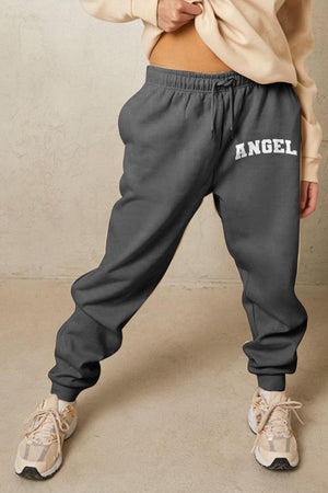 Angel Graphic Elastic Waist Tapered Leg Sweatpants - MXSTUDIO.COM