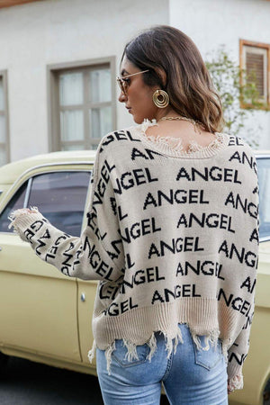 Angel V-Neck Distressed Sweater - MXSTUDIO.COM