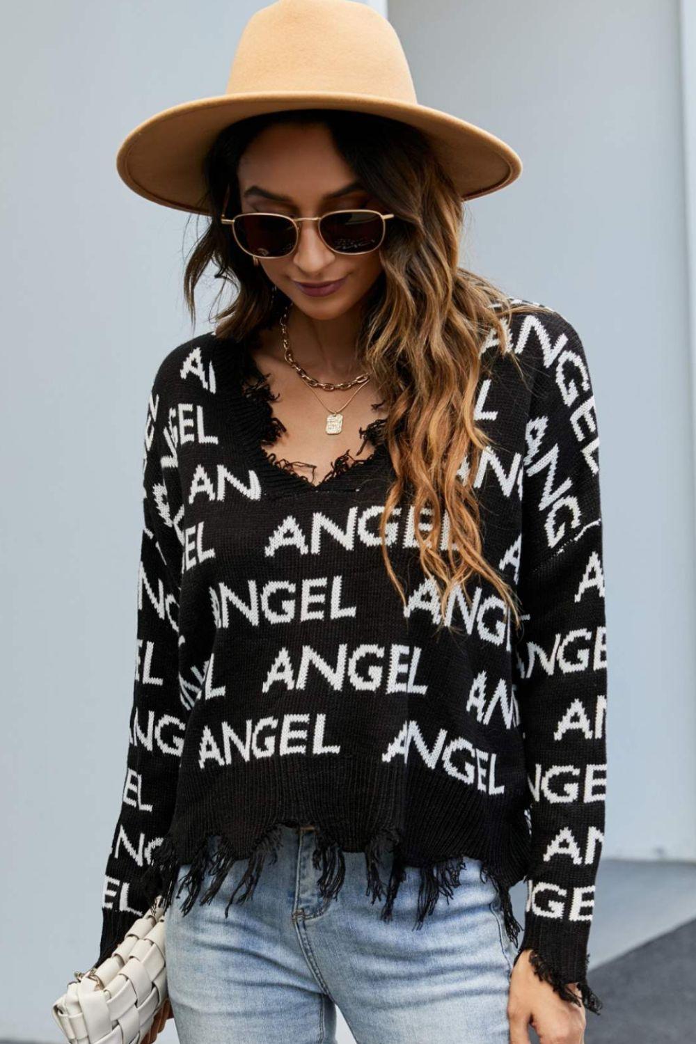 Angel V-Neck Distressed Sweater - MXSTUDIO.COM