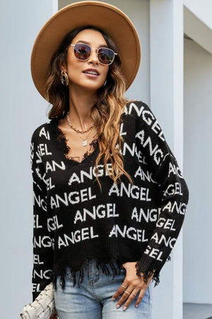 Angel V-Neck Distressed Sweater - MXSTUDIO.COM