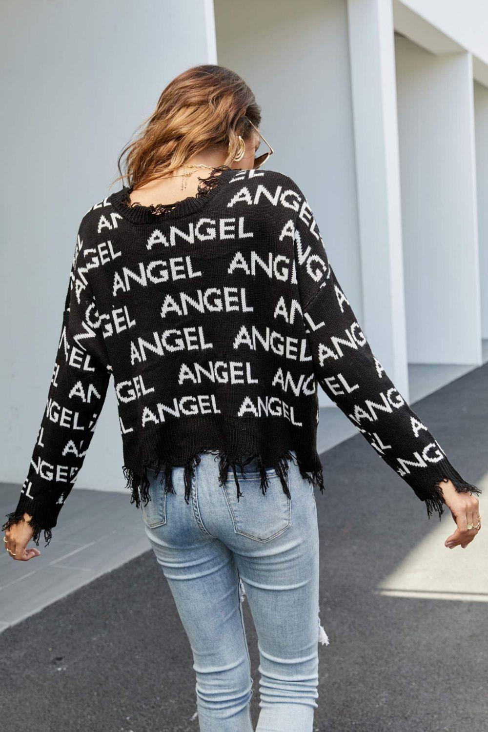 Angel V-Neck Distressed Sweater - MXSTUDIO.COM