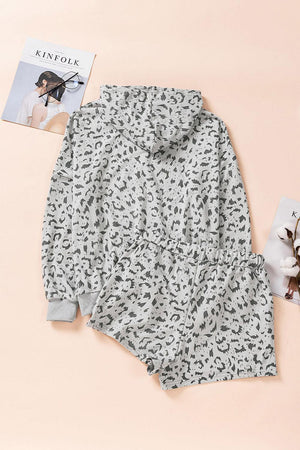 Animal Print Hoodie And Shorts 2 Piece Lounge Set - MXSTUDIO.COM