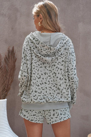 Animal Print Hoodie And Shorts 2 Piece Lounge Set - MXSTUDIO.COM