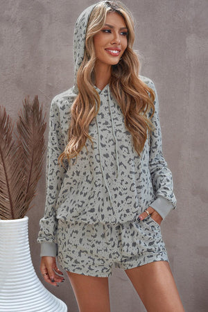 Animal Print Hoodie And Shorts 2 Piece Lounge Set - MXSTUDIO.COM