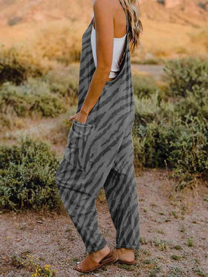 Animal Print Sleeveless V Neck Overalls - MXSTUDIO.COM