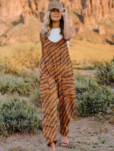 Animal Print Sleeveless V Neck Overalls - MXSTUDIO.COM