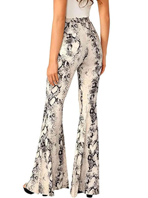 Animalistic Appeal Stretch Snakeskin Flare Pants - MXSTUDIO.COM