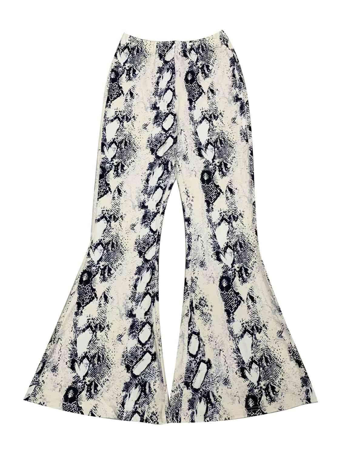 Animalistic Appeal Stretch Snakeskin Flare Pants - MXSTUDIO.COM