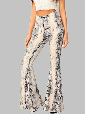 Animalistic Appeal Stretch Snakeskin Flare Pants - MXSTUDIO.COM