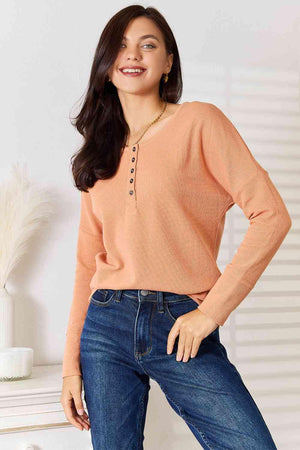 Anytime Outfits Long Sleeve Plus Size Orange Top - MXSTUDIO.COM