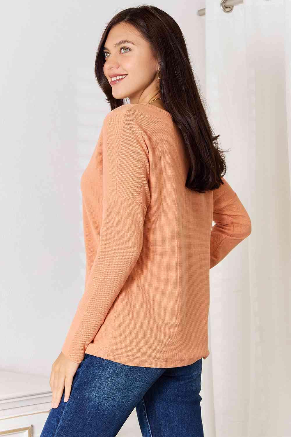 Anytime Outfits Long Sleeve Plus Size Orange Top - MXSTUDIO.COM