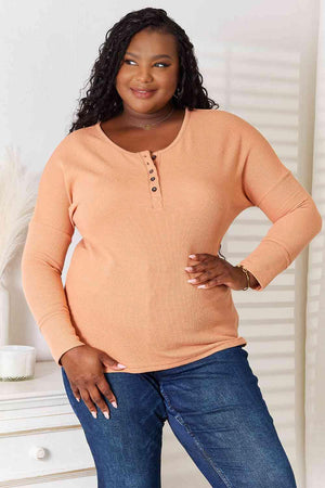 Anytime Outfits Long Sleeve Plus Size Orange Top - MXSTUDIO.COM