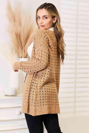 Appealing Brown Openwork Open Front Cardigan-MXSTUDIO.COM