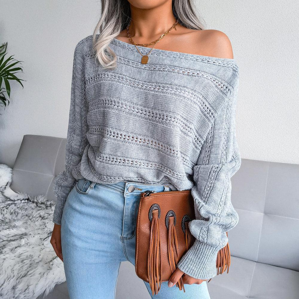 Appealing Rib Knit Boat Neck Sweater - MXSTUDIO.COM