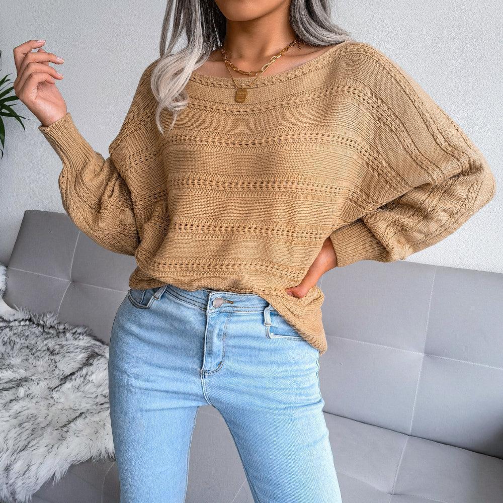 Appealing Rib Knit Boat Neck Sweater - MXSTUDIO.COM