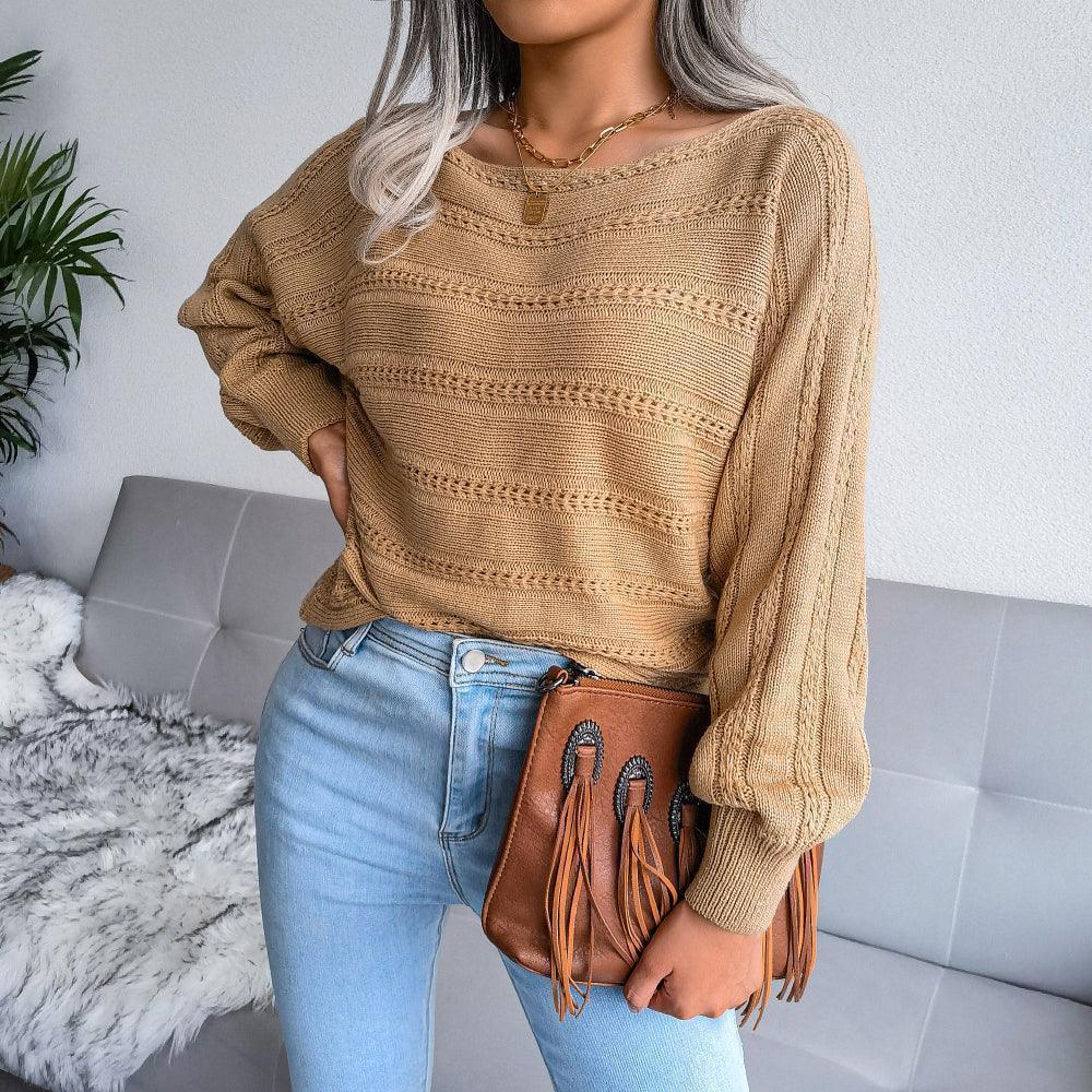 Appealing Rib Knit Boat Neck Sweater - MXSTUDIO.COM