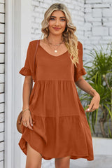 Appreciate Life Short Sleeve Tiered Mini Dress - MXSTUDIO.COM