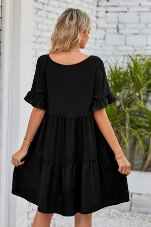 Appreciate Life Short Sleeve Tiered Mini Dress - MXSTUDIO.COM