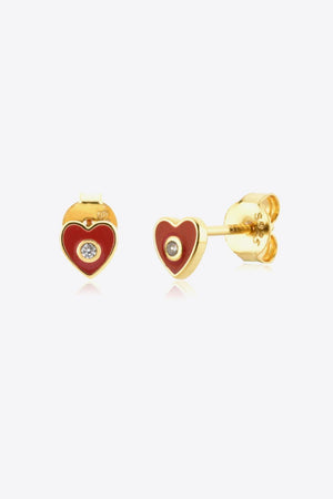 Artful Zircon 925 Sterling Silver Heart Stud Earrings - MXSTUDIO.COM