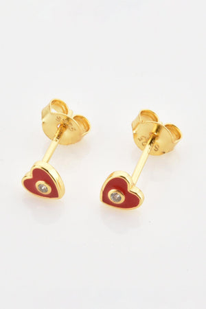 Artful Zircon 925 Sterling Silver Heart Stud Earrings - MXSTUDIO.COM