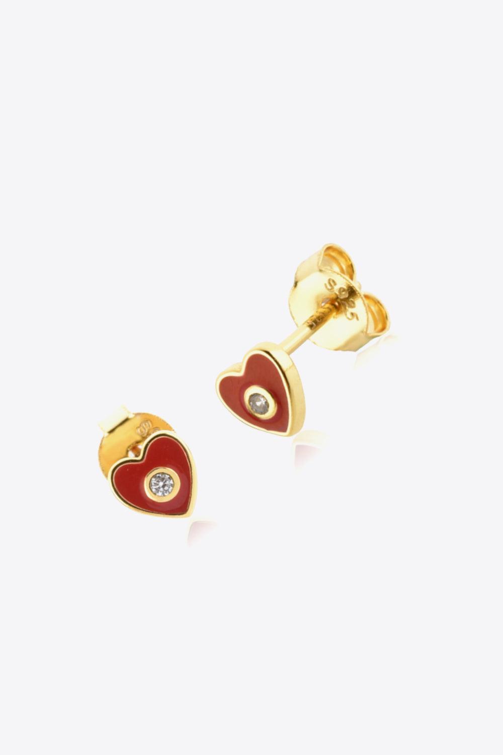 Artful Zircon 925 Sterling Silver Heart Stud Earrings - MXSTUDIO.COM