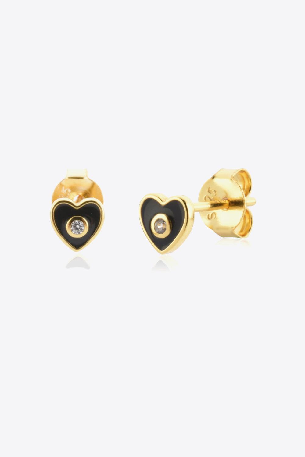 Artful Zircon 925 Sterling Silver Heart Stud Earrings - MXSTUDIO.COM