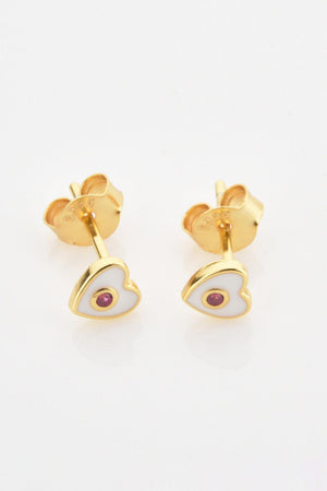 Artful Zircon 925 Sterling Silver Heart Stud Earrings - MXSTUDIO.COM