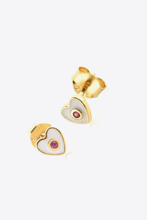 Artful Zircon 925 Sterling Silver Heart Stud Earrings - MXSTUDIO.COM