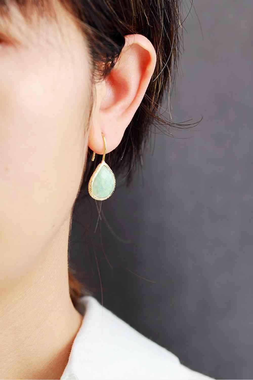 Artfully Handmade Natural Stone Teardrop Earrings-MXSTUDIO.COM