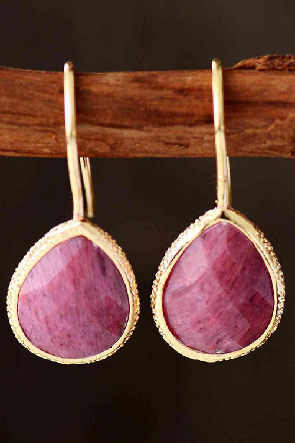 Artfully Handmade Natural Stone Teardrop Earrings-MXSTUDIO.COM