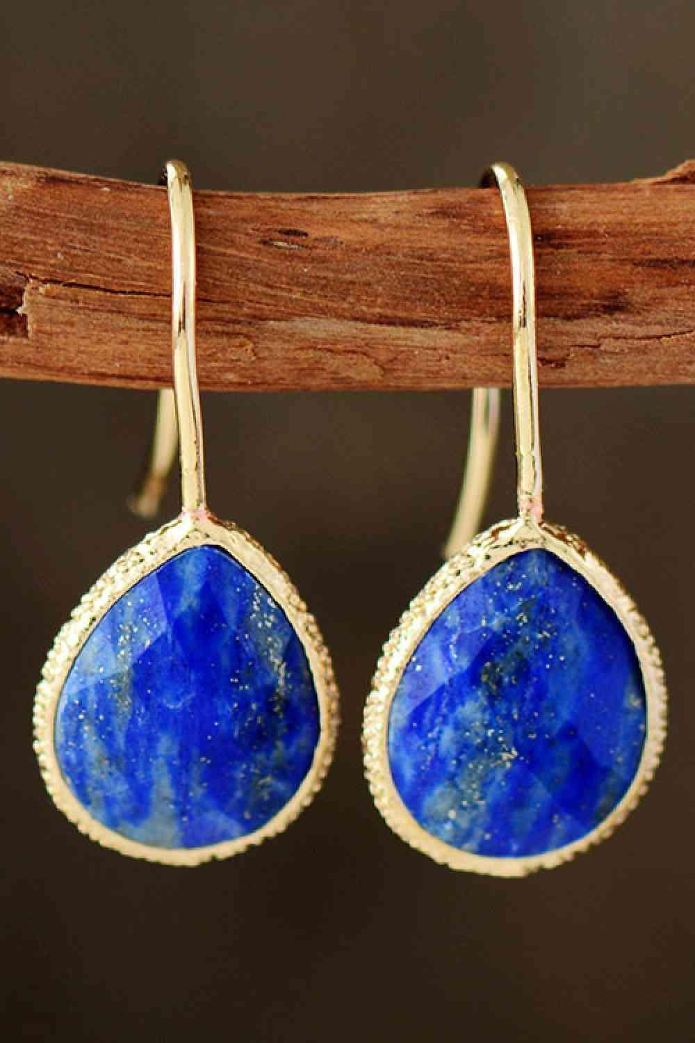 Artfully Handmade Natural Stone Teardrop Earrings-MXSTUDIO.COM