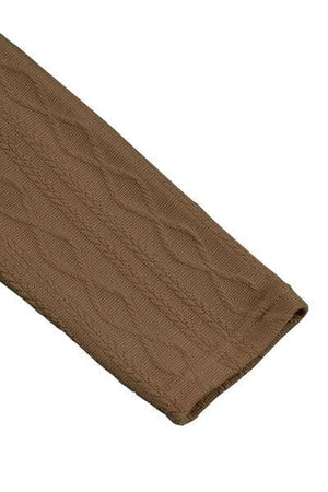 a close up of a brown cable knit fabric