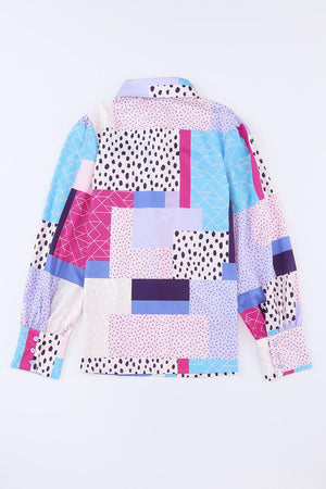 a jacket with a patchwork pattern on it