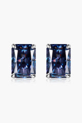 Astonish 2 Carat Blue Rectangle Moissanite Stud Earrings - MXSTUDIO.COM