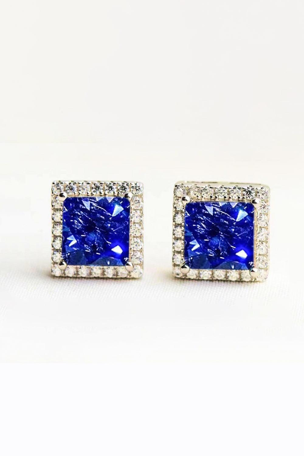 Astonish Me 4 Carat Blue Square Moissanite Earrings - MXSTUDIO.COM