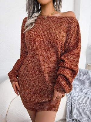 Astonishing Boat Neck Sweater Dress - MXSTUDIO.COM