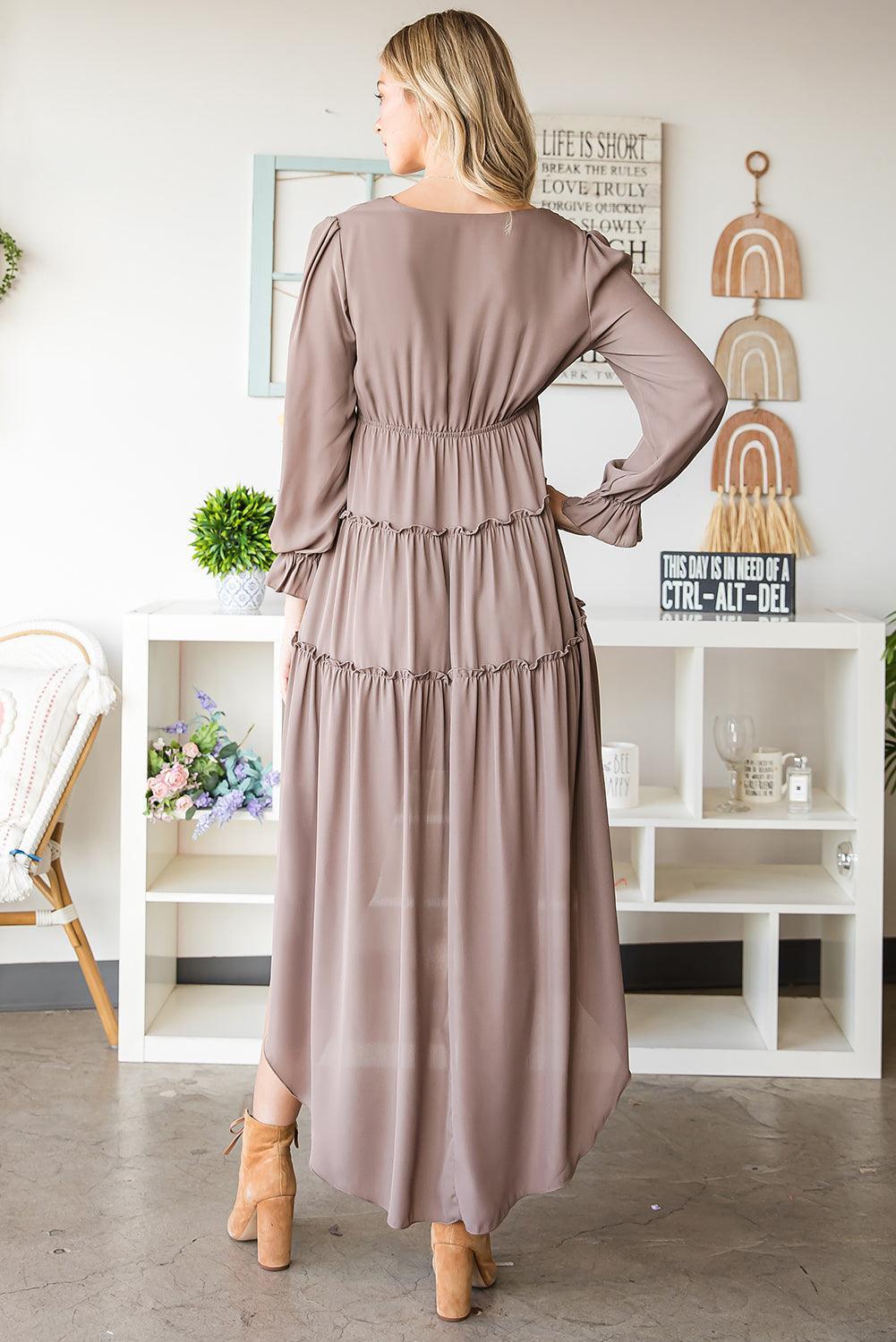 Astounding A-Line Long Sleeve High Low Dress - MXSTUDIO.COM