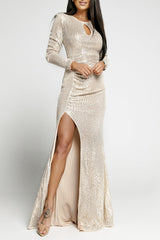 At Its Best Sequin Long Sleeve Maxi Dress - MXSTUDIO.COM